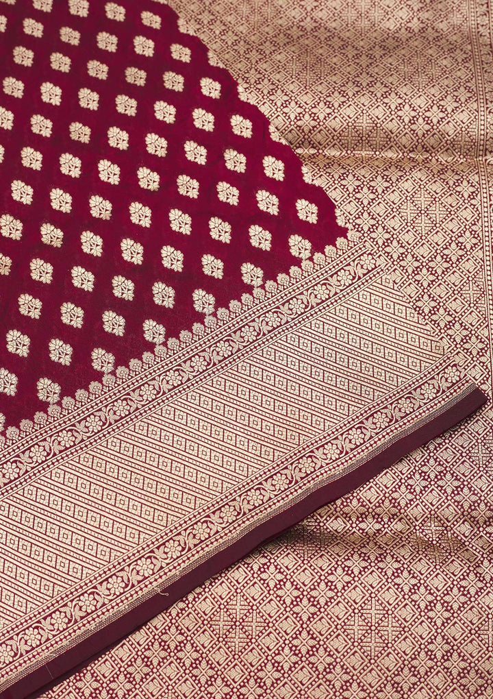 Maroon Zariwork Pure Silk Saree