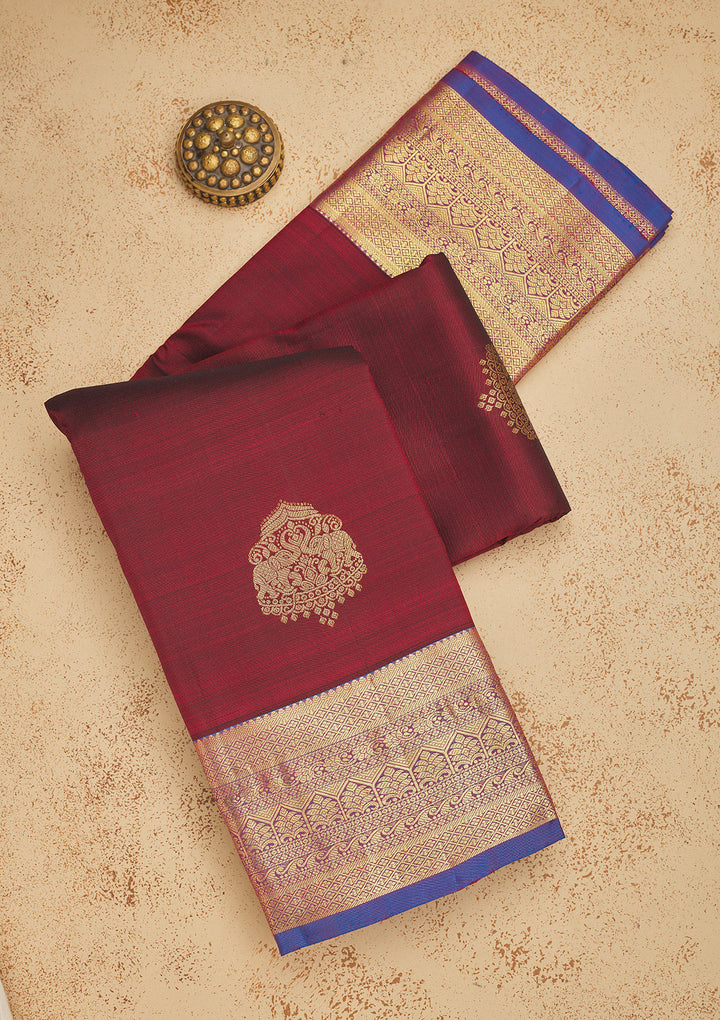 Maroon Zariwork Pure Silk Saree