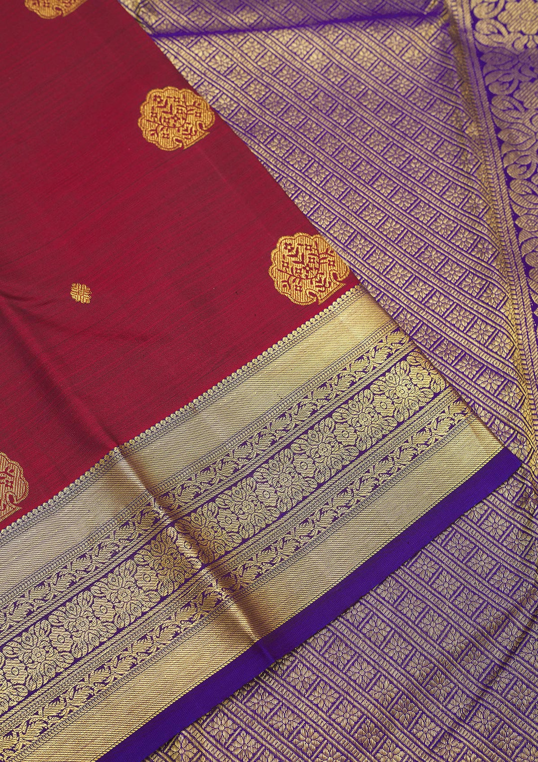 Maroon Zariwork Pure Silk Saree