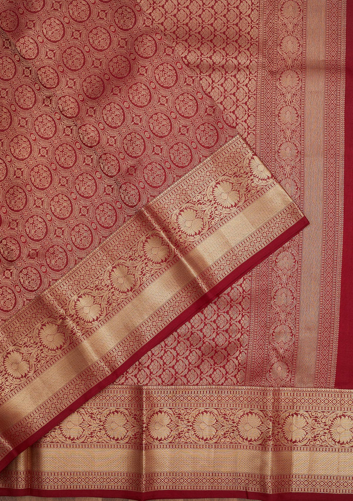 Maroon Zariwork Pure Silk Saree