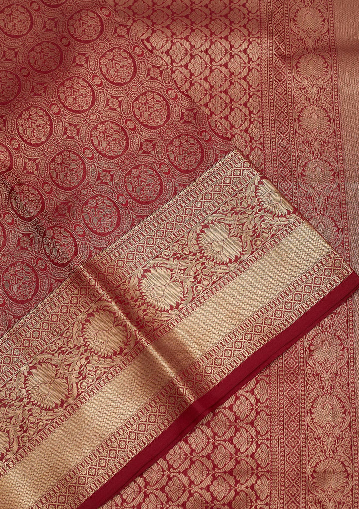 Maroon Zariwork Pure Silk Saree