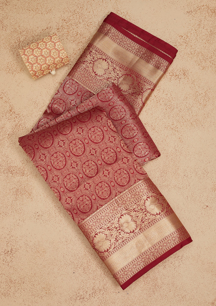 Maroon Zariwork Pure Silk Saree