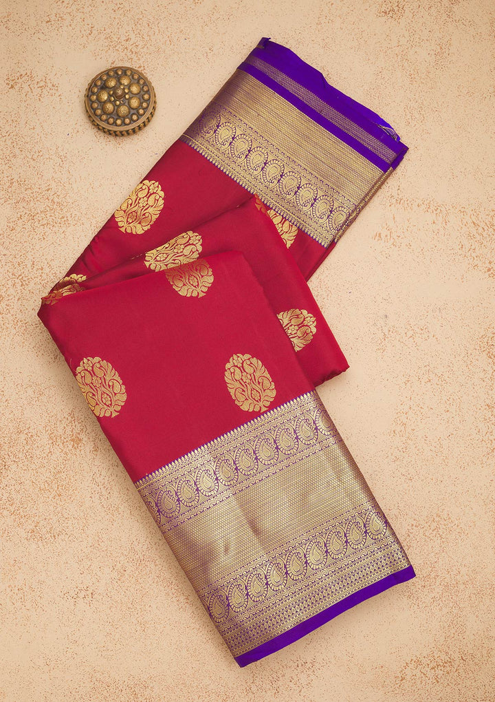 Maroon Zariwork Pure Silk Saree