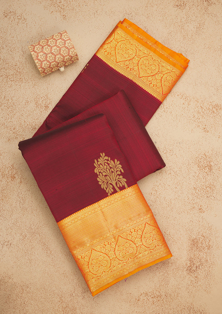 Maroon Zariwork Pure Silk Saree