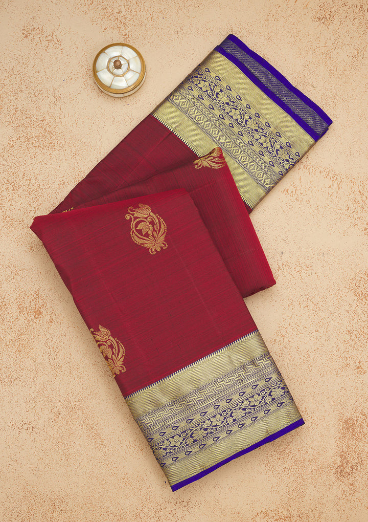Maroon Zariwork Pure Silk Saree