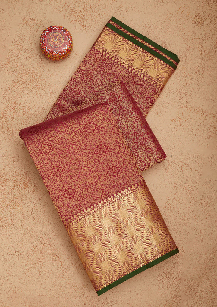 Maroon Zariwork Pure Silk Saree