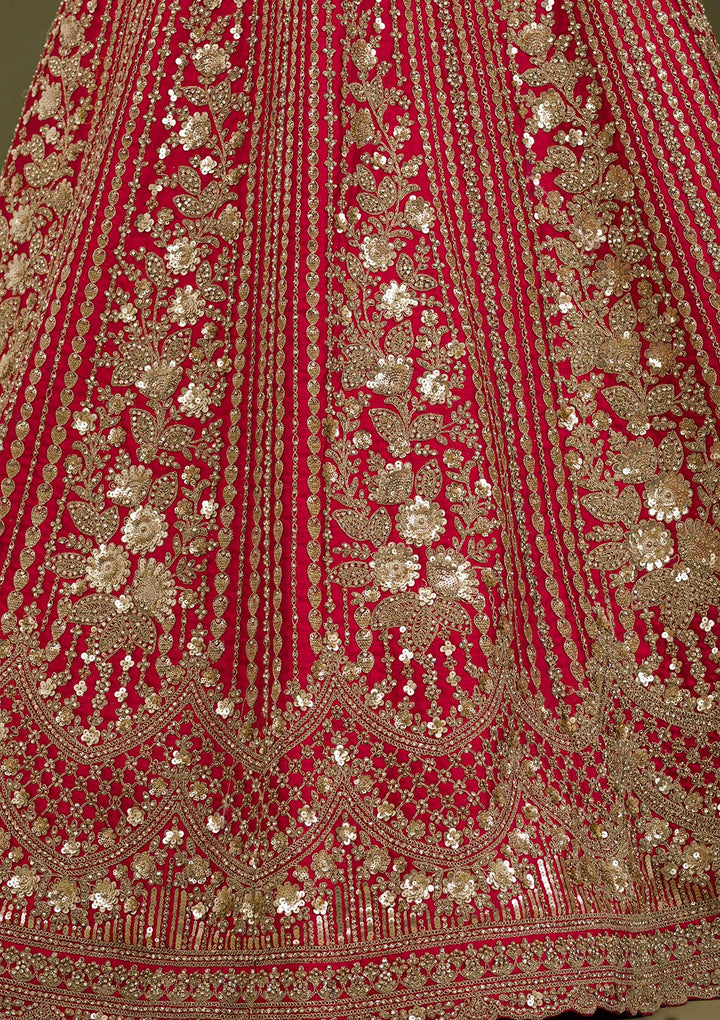Maroon Zariwork Raw Silk Readymade Lehenga