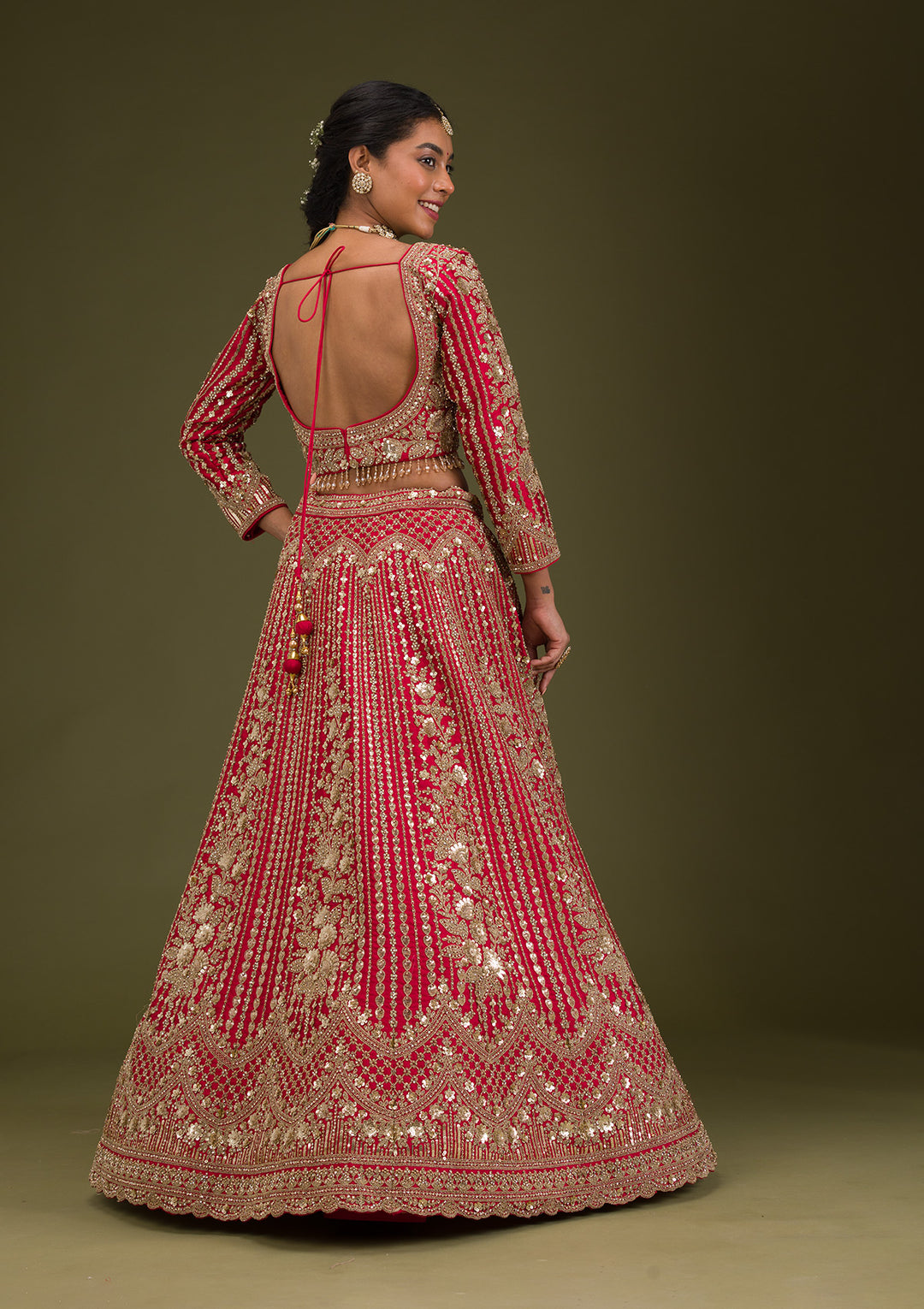 Maroon Zariwork Raw Silk Readymade Lehenga