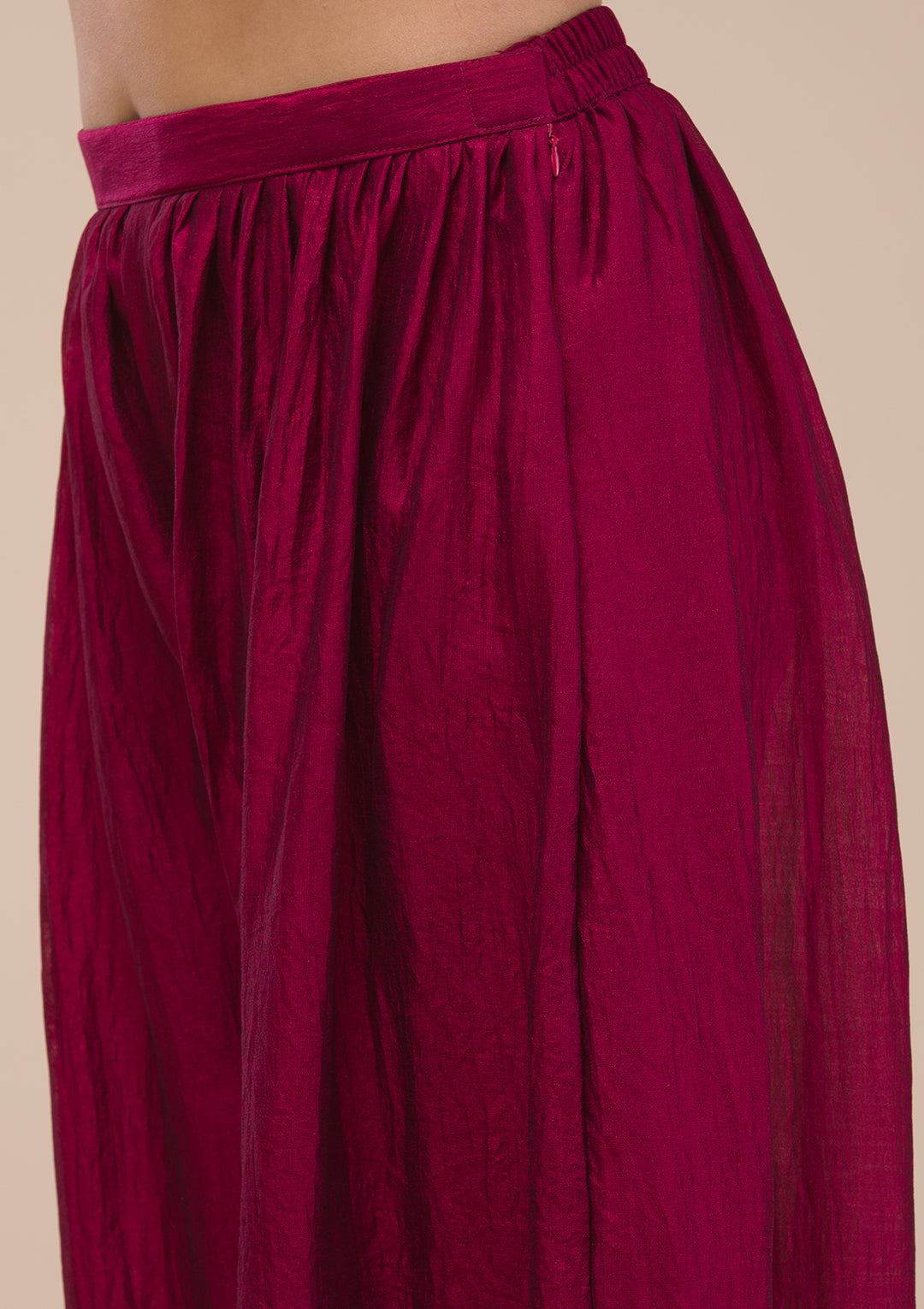 Maroon Zariwork Raw Silk Readymade Salwar Suit
