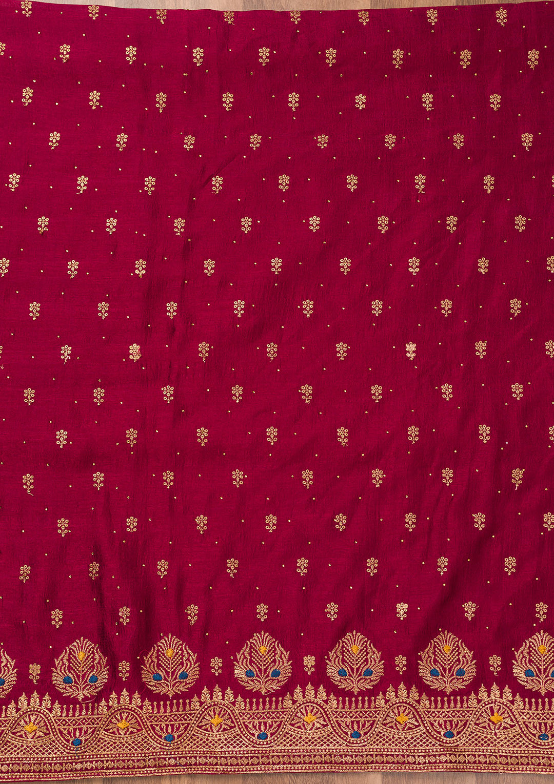 Maroon Zariwork Raw Silk Unstitched Salwar Suit