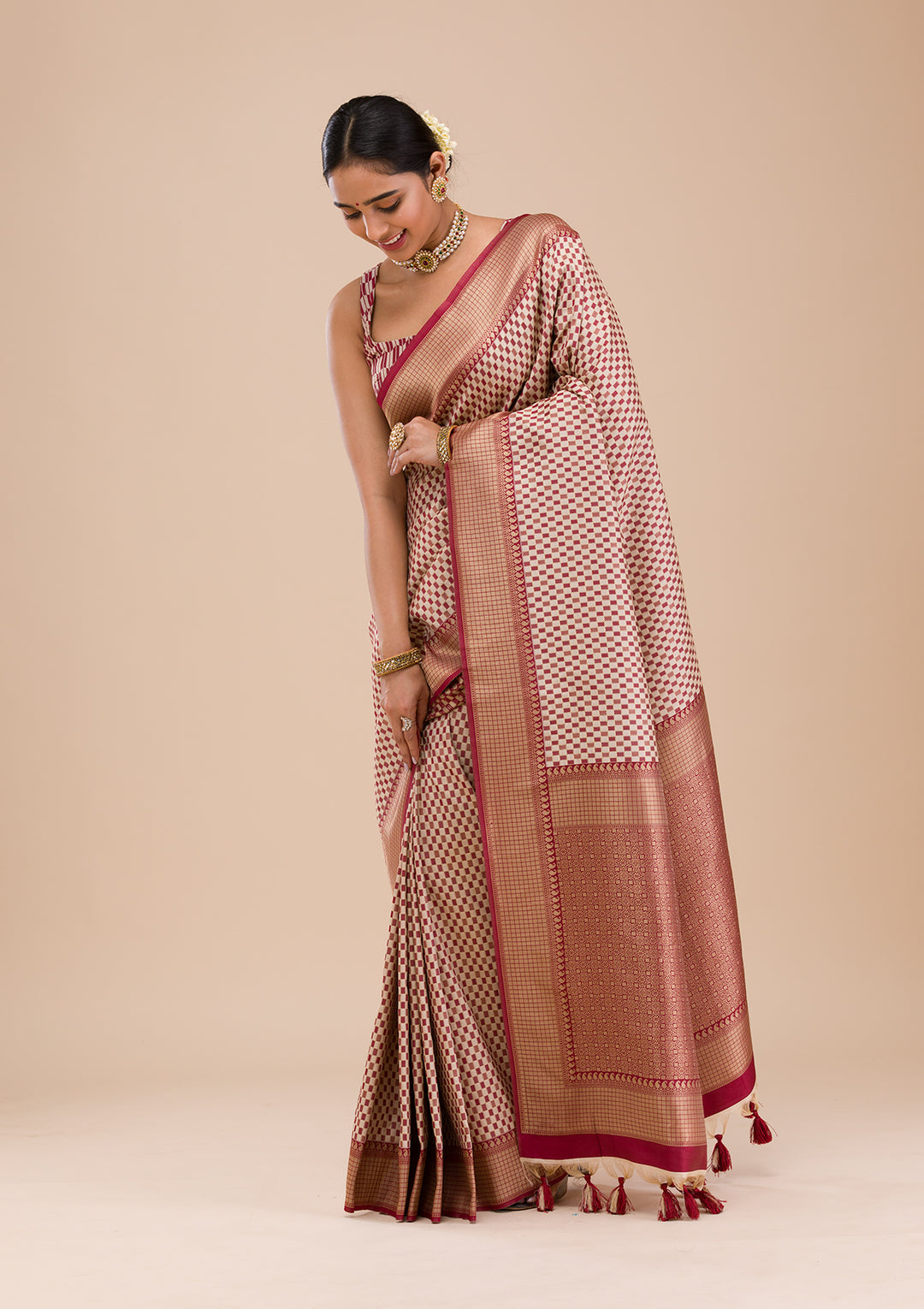 Maroon Zariwork Silk Saree