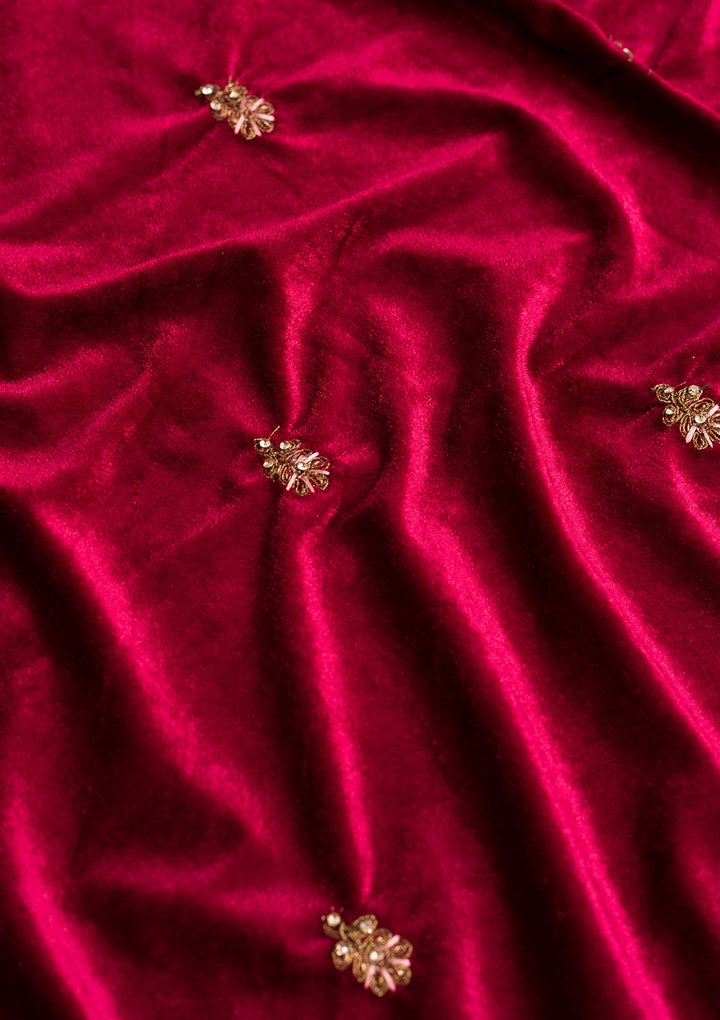 Maroon Zariwork Velvet Dupatta