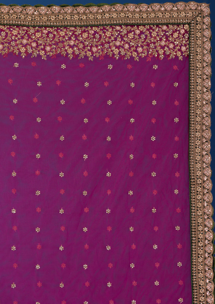 Maroon Zariwork Velvet Readymade Lehenga