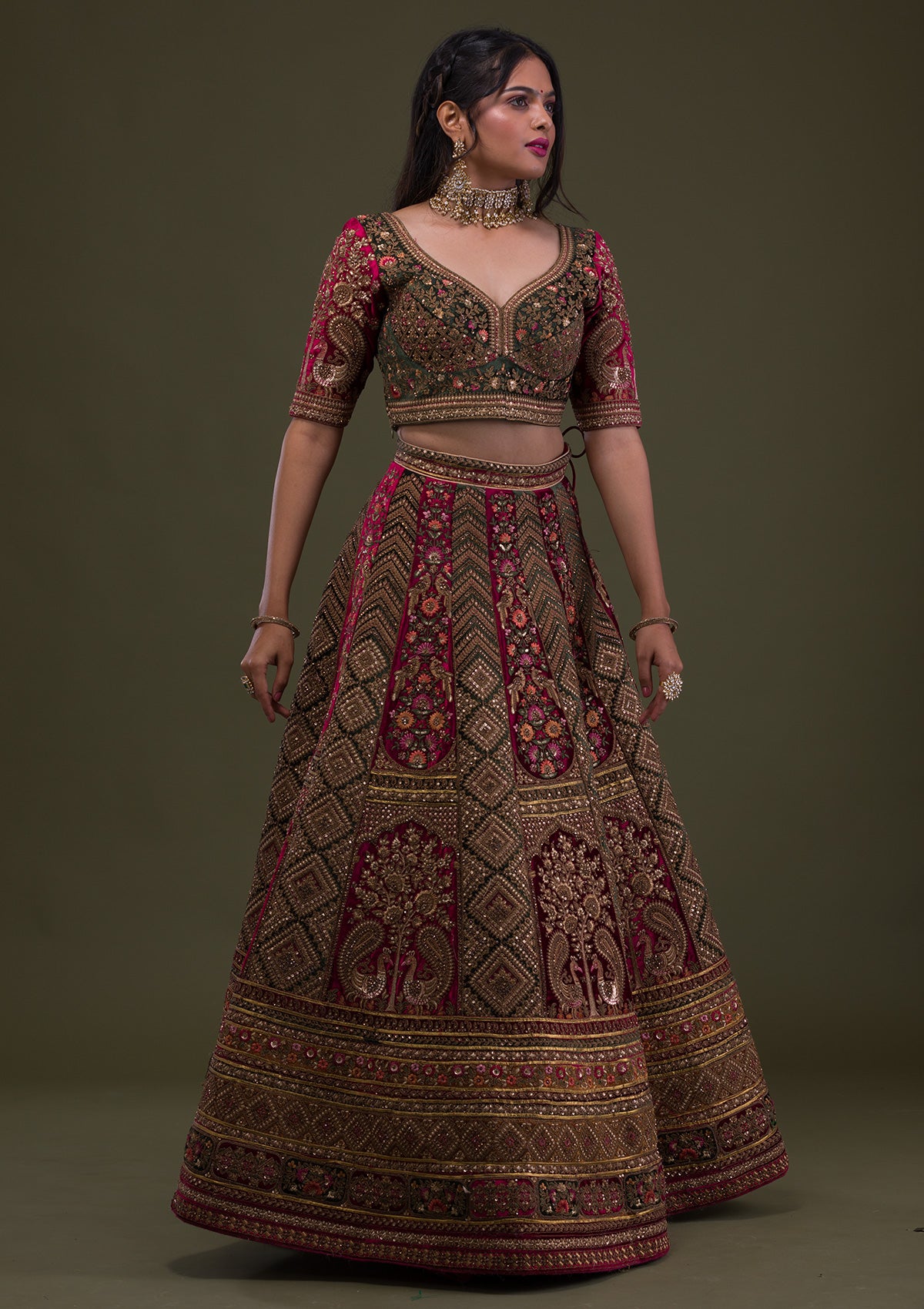 Velvet Semi-Stitched Dark Maroon Bridal Lehenga, Size: Free Size at Rs 6499  in Surat