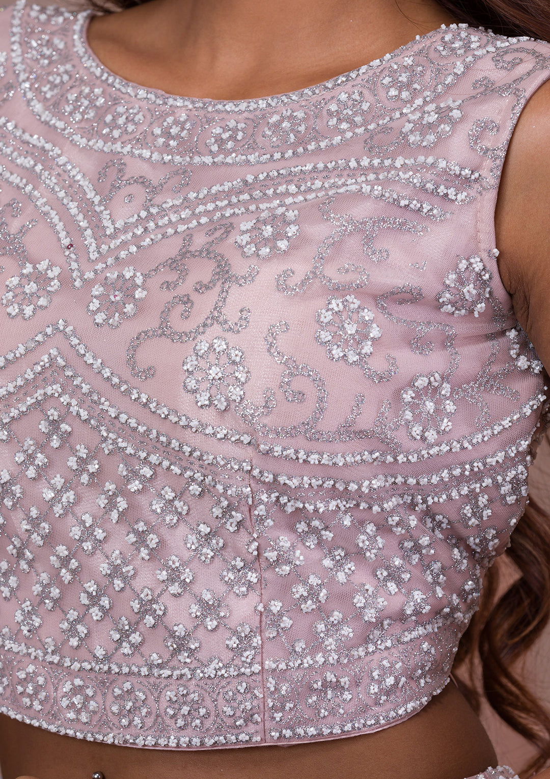 Mauve Cudana Net Readymade Lehenga