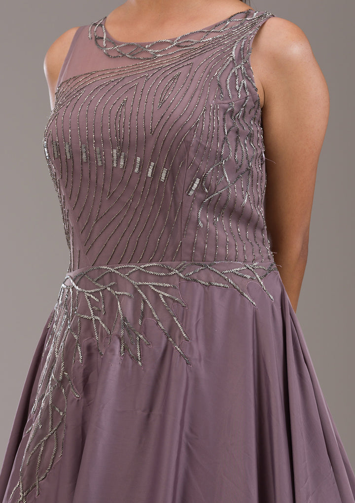 Mauve Cutdana Satin Gown