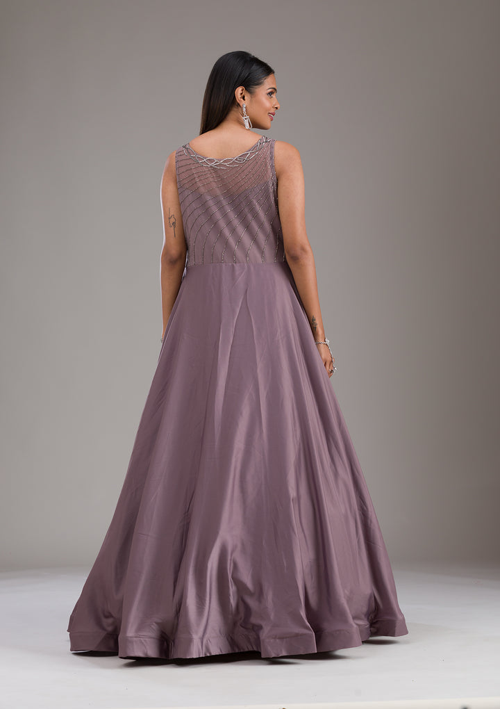 Mauve Cutdana Satin Gown