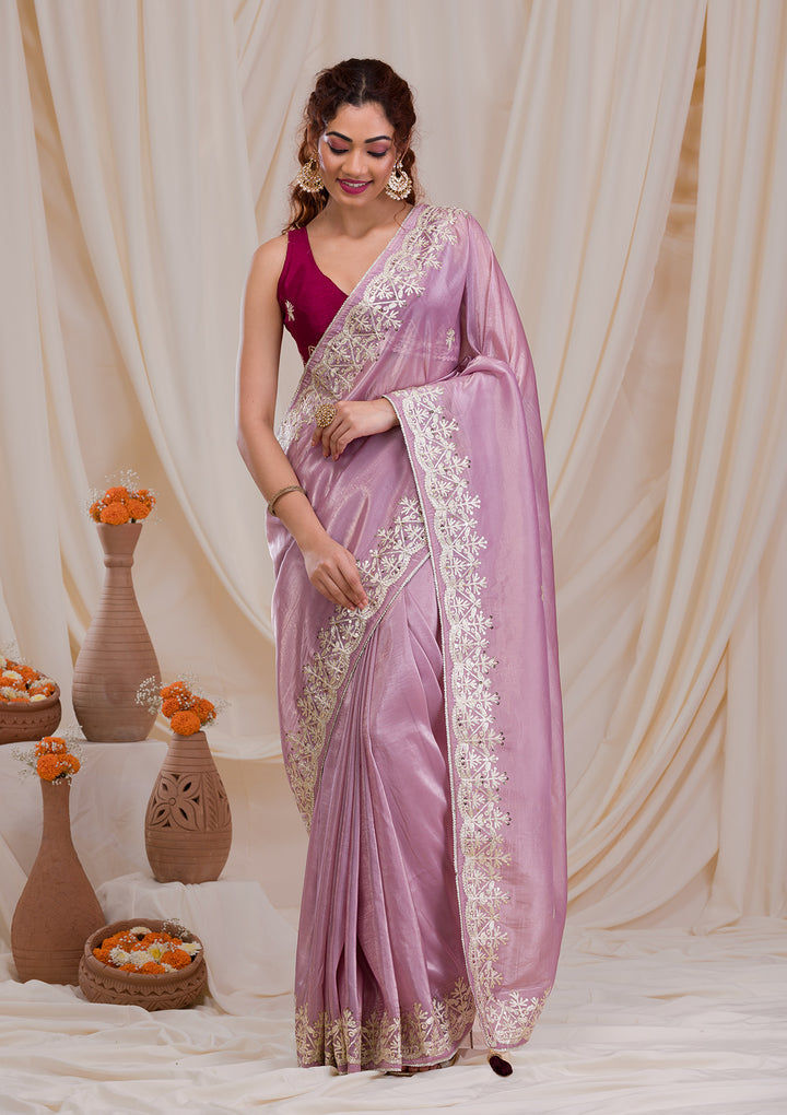 Mauve Gotapatti Organza Saree