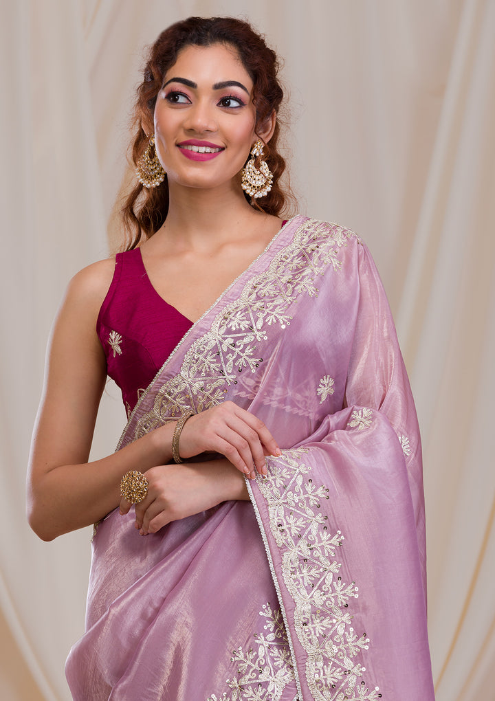 Mauve Gotapatti Organza Saree