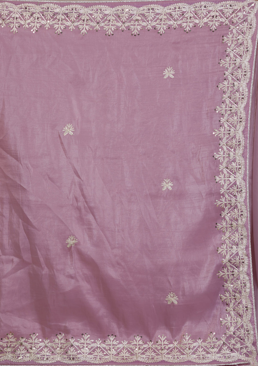 Mauve Gotapatti Organza Saree