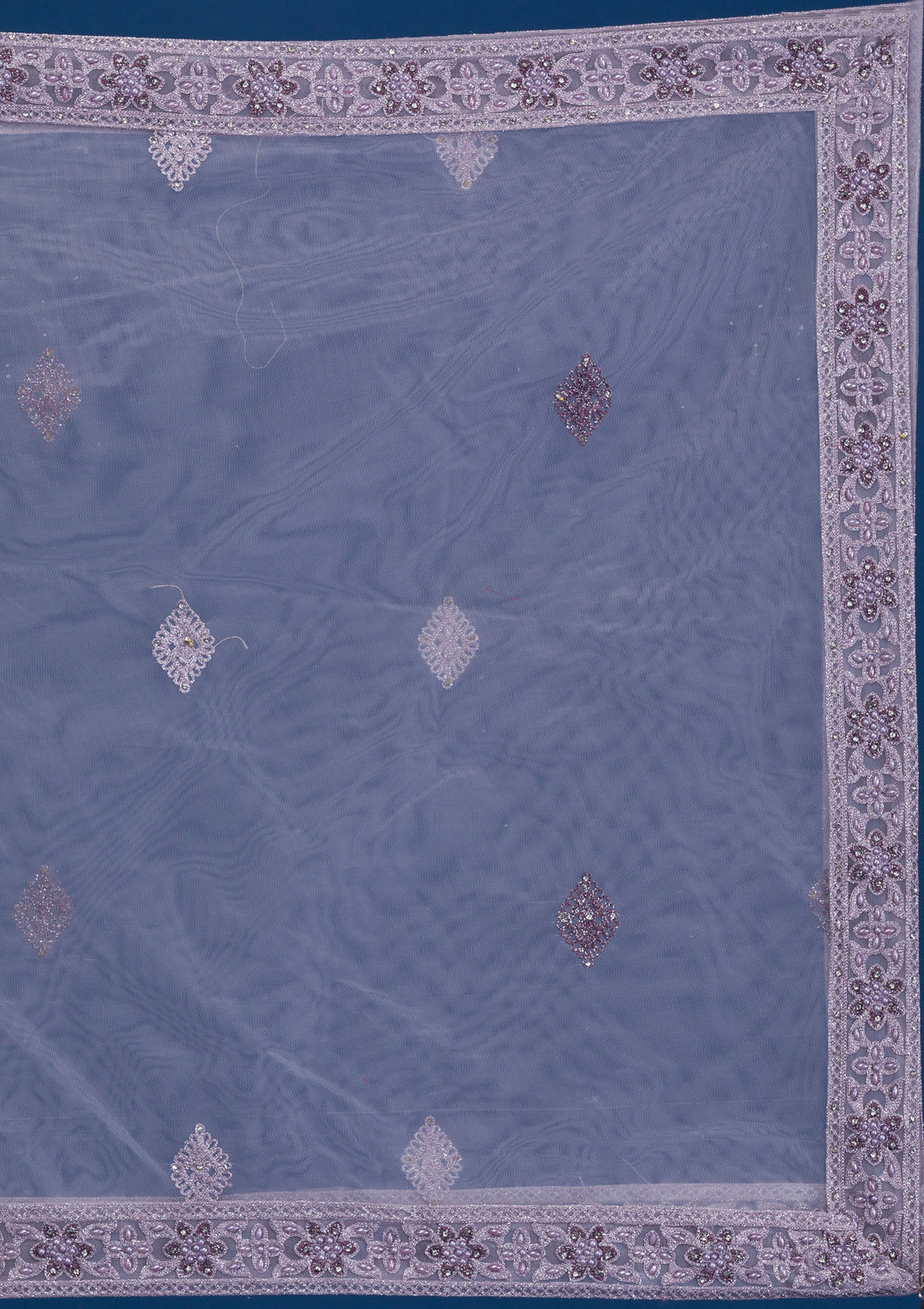 Mauve Pearlwork Net Readymade Lehenga