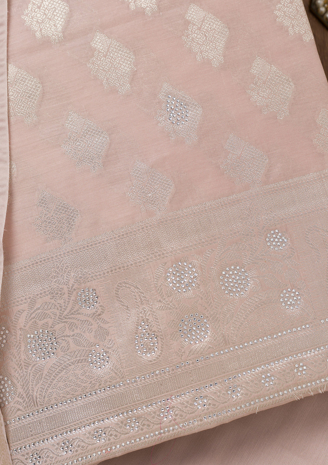 Mauve Zariwork Banarasi Unstitched Salwar Suit