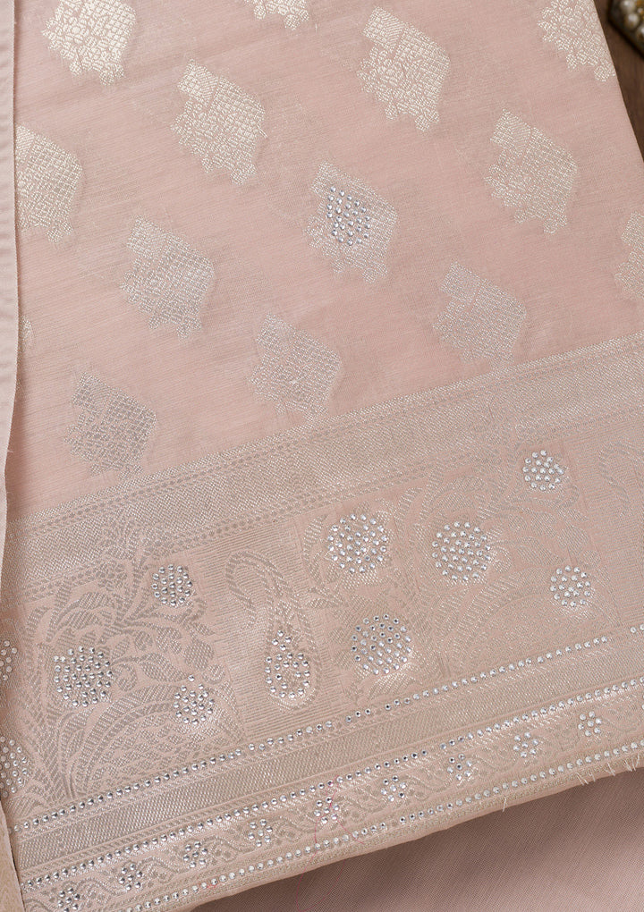 Mauve Zariwork Banarasi Unstitched Salwar Suit