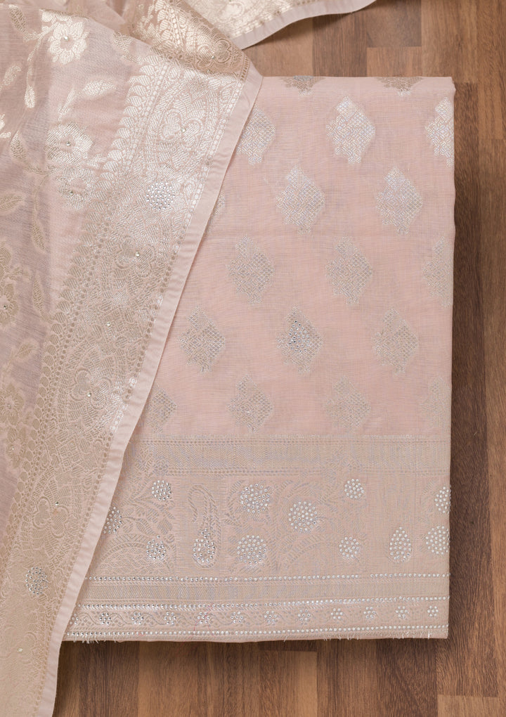 Mauve Zariwork Banarasi Unstitched Salwar Suit