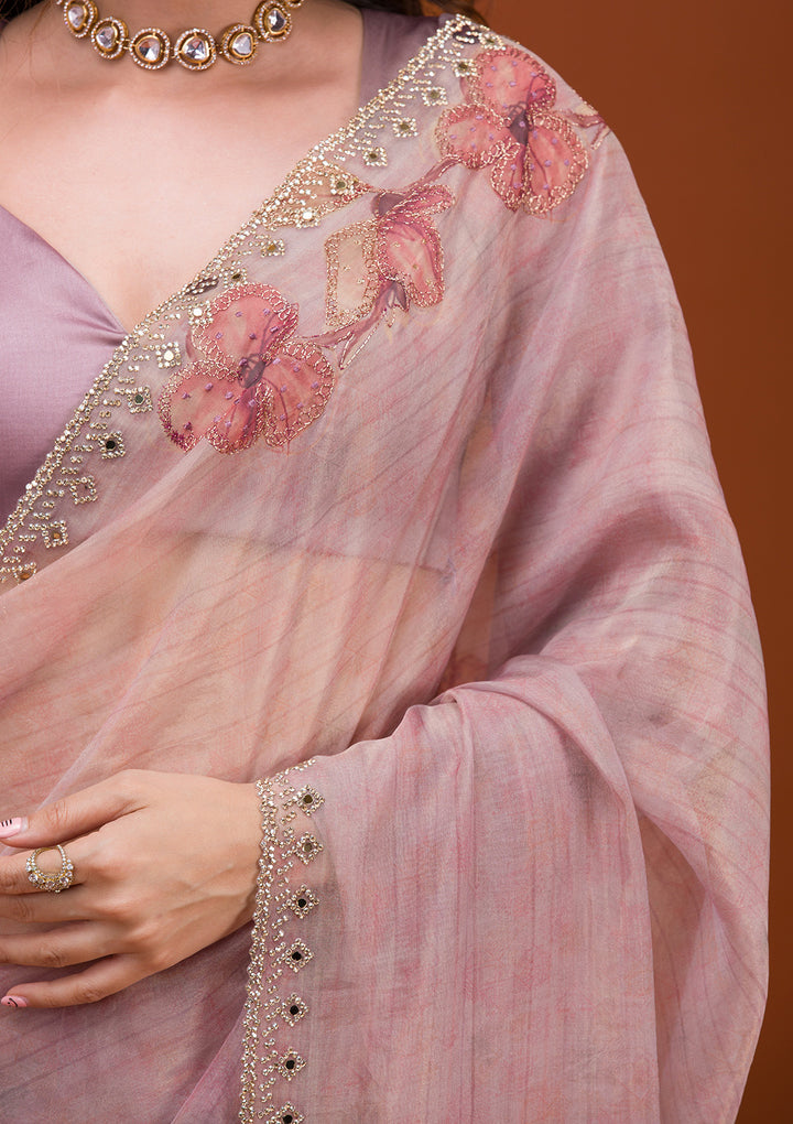 Mauve Printed Tissue Saree