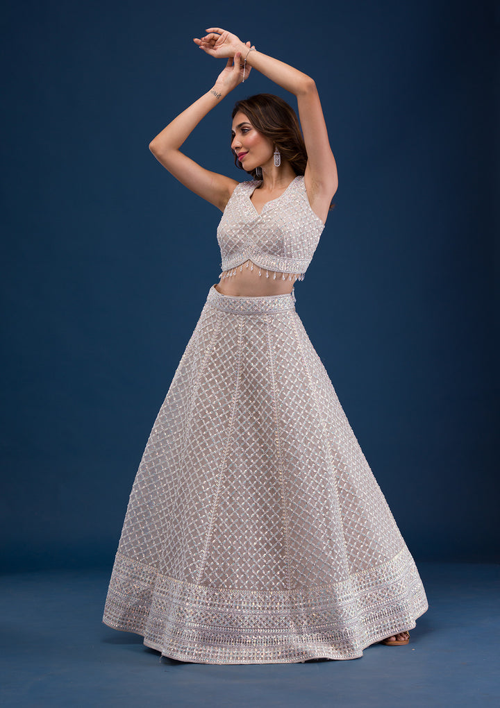 Mauve Sequins Net Readymade Lehenga