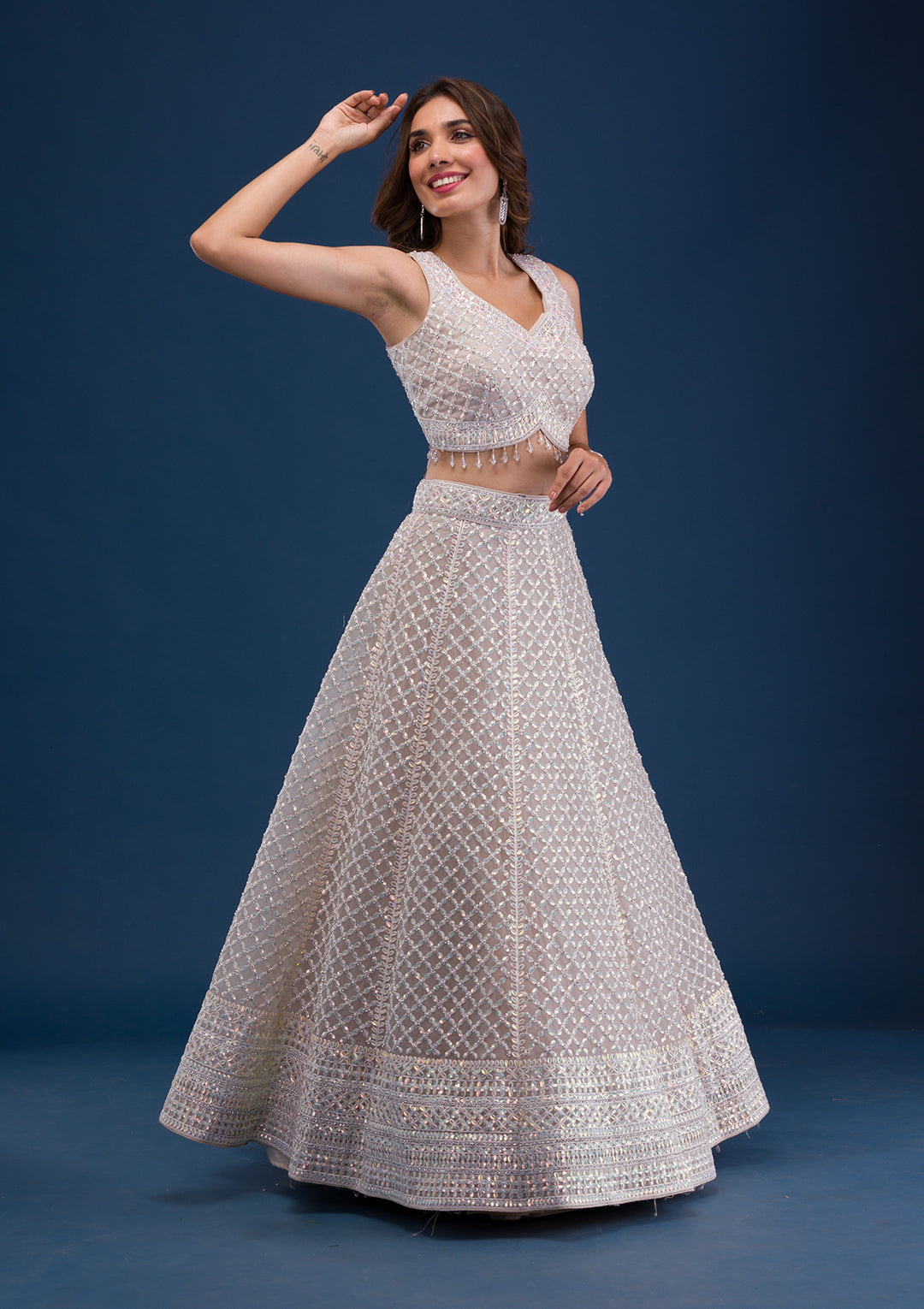 Mauve Sequins Net Readymade Lehenga