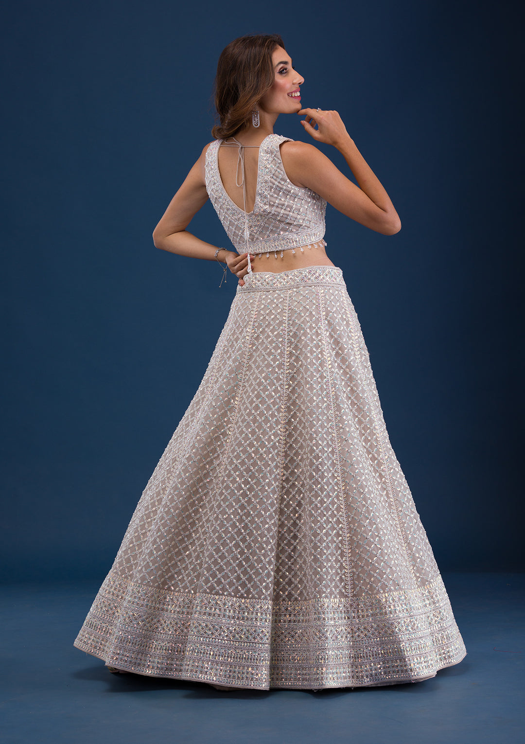Mauve Sequins Net Readymade Lehenga