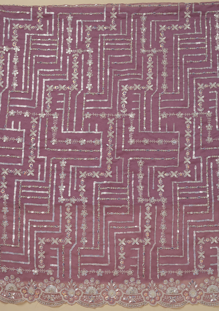 Mauve Sequins Organza Unstitched Salwar Suit