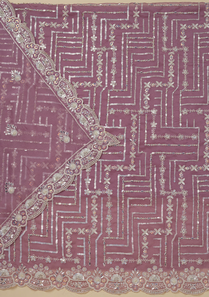 Mauve Sequins Organza Unstitched Salwar Suit
