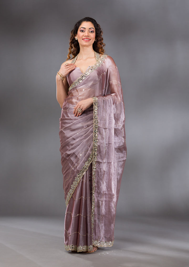 Mauve Stonework Georgette Saree