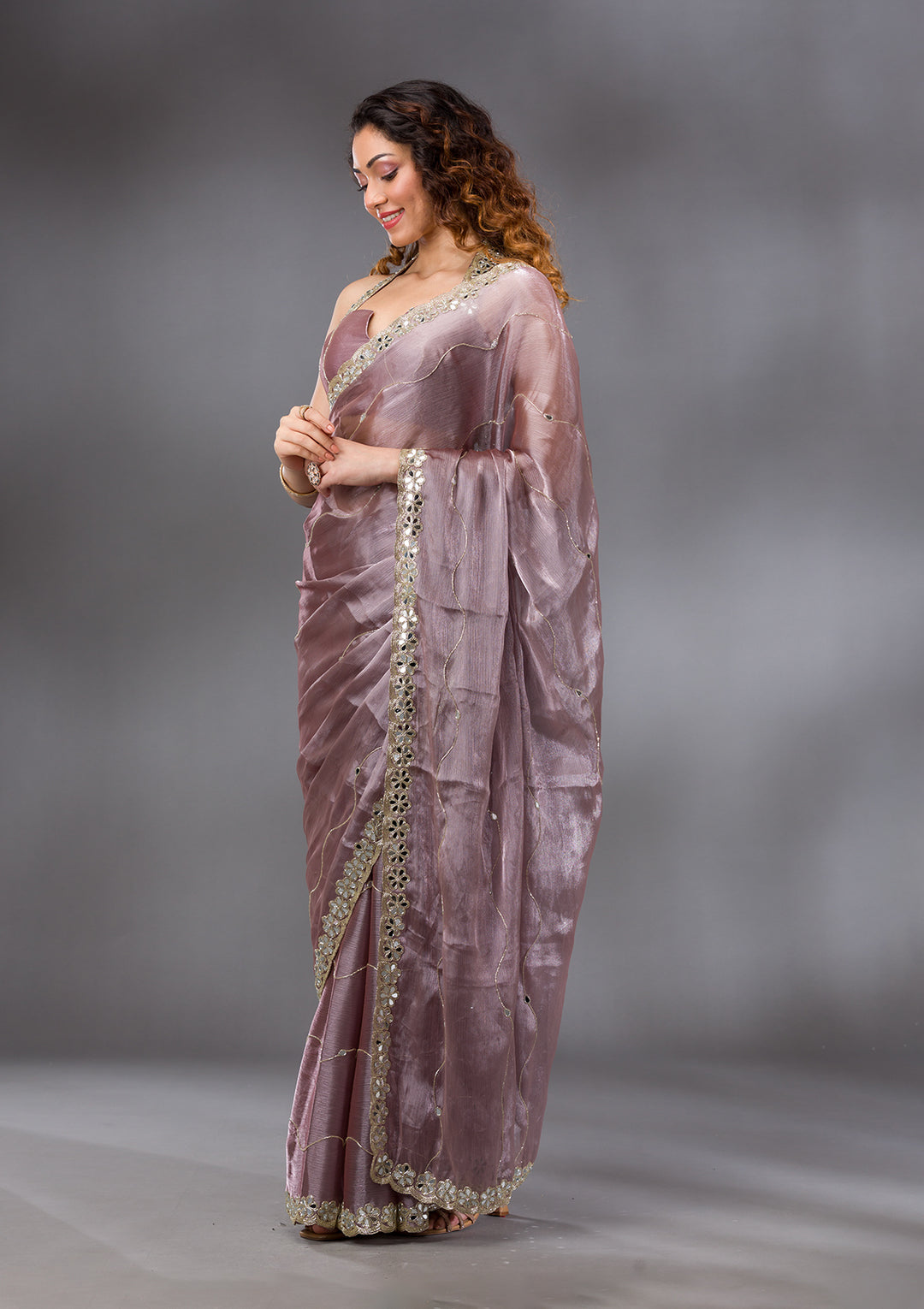 Mauve Stonework Georgette Saree
