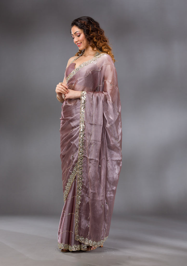 Mauve Stonework Georgette Saree