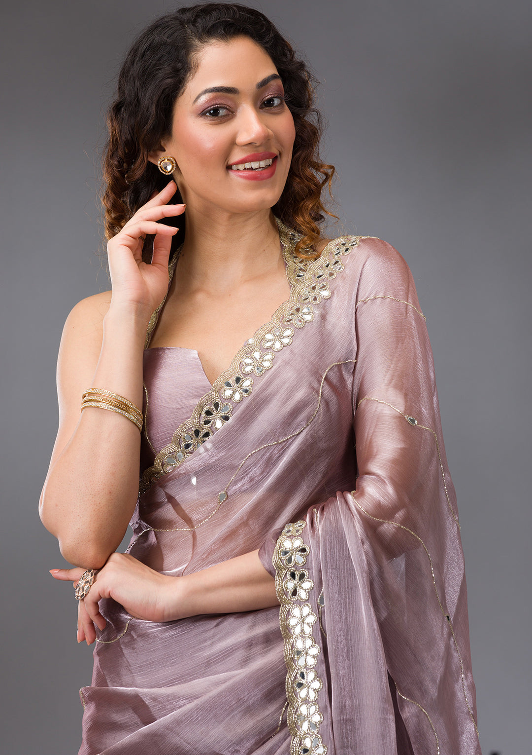 Mauve Stonework Georgette Saree