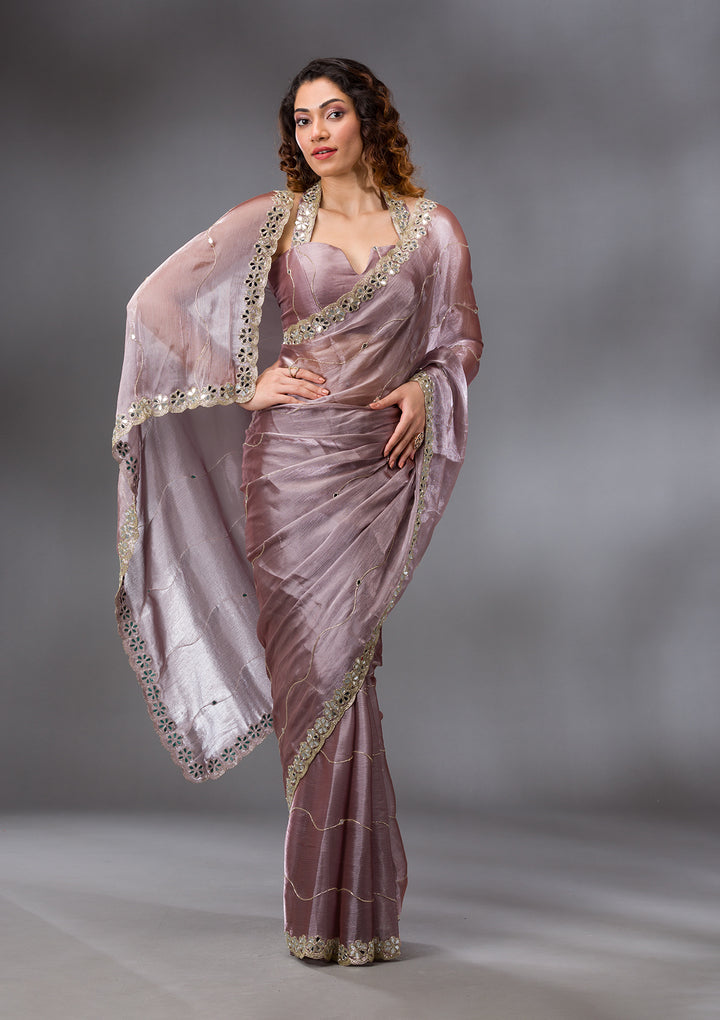 Mauve Stonework Georgette Saree