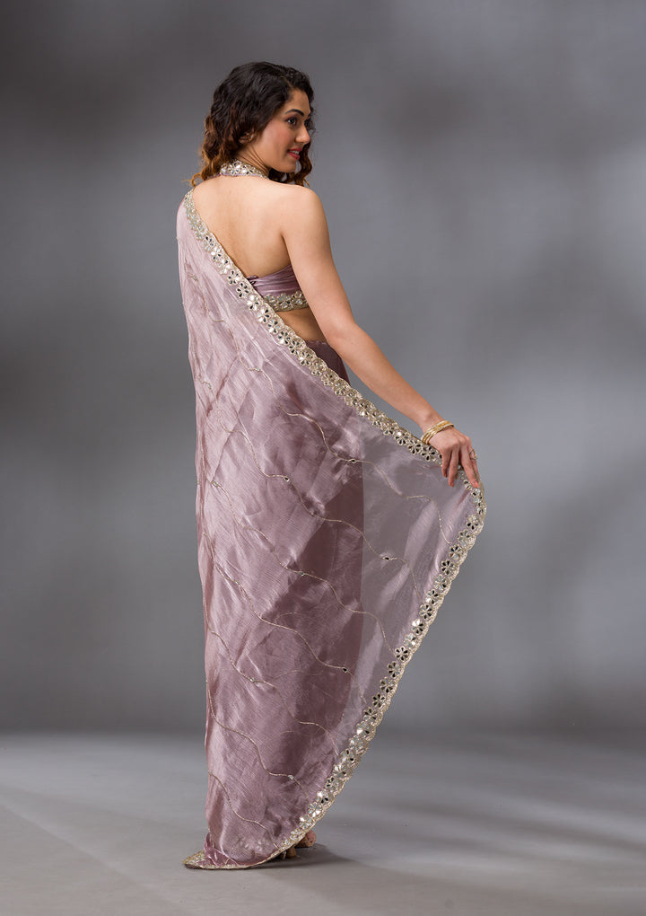 Mauve Stonework Georgette Saree