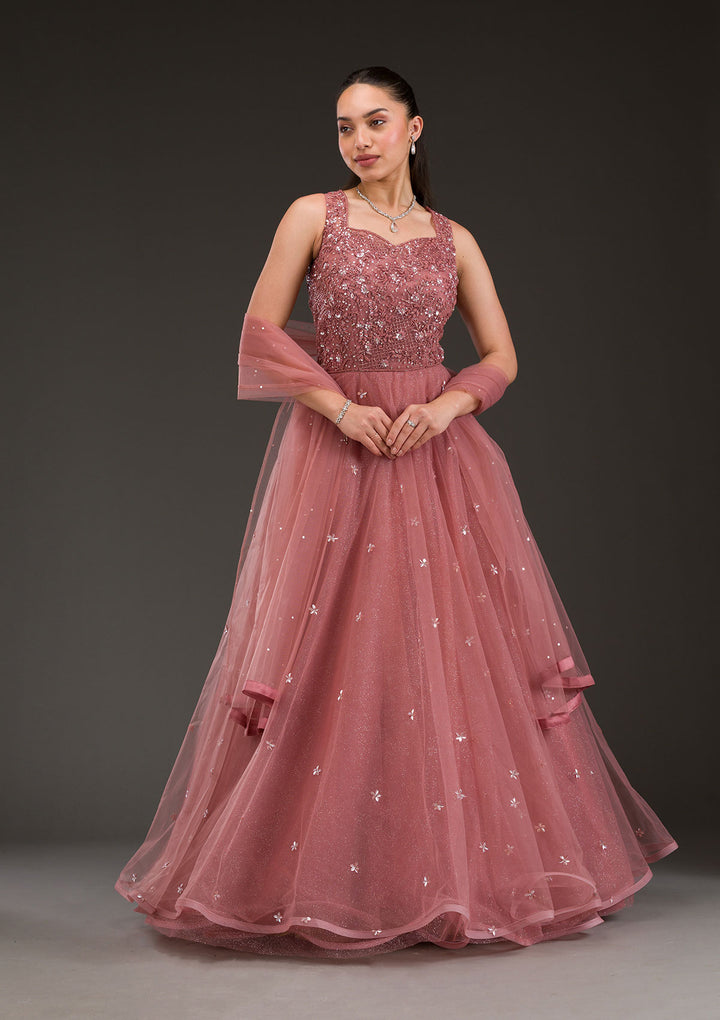 Mauve Stonework Net Gown