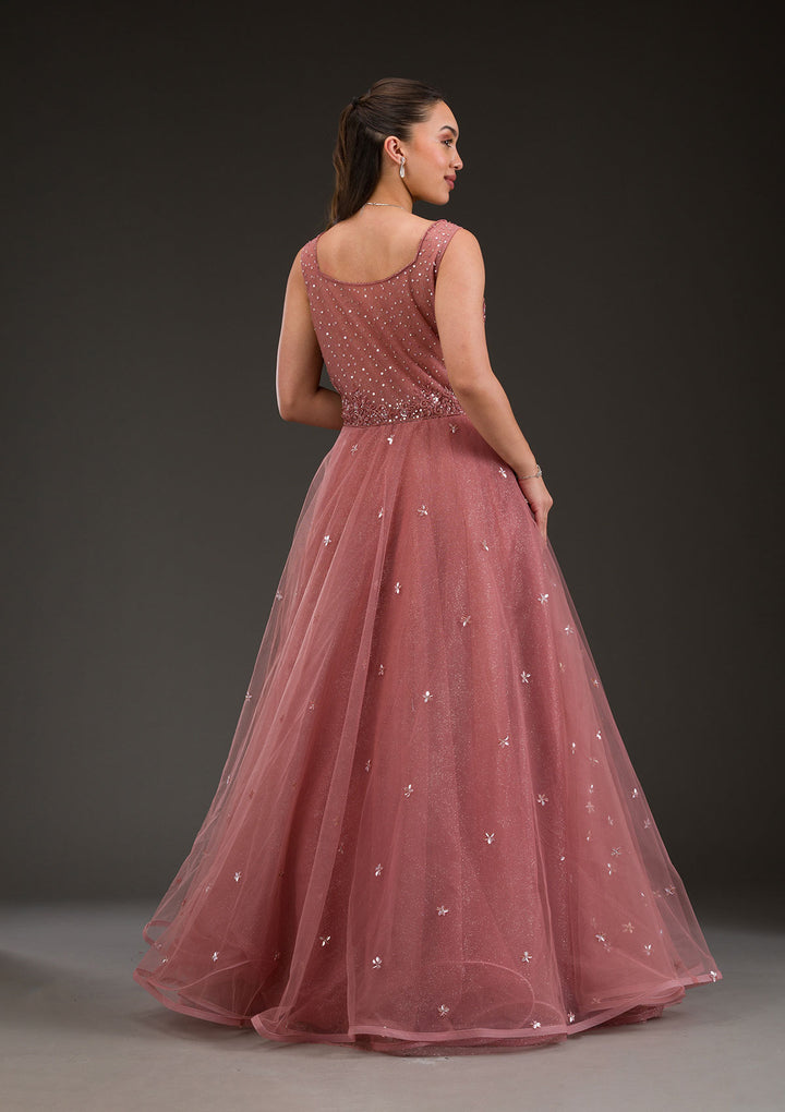 Mauve Stonework Net Gown