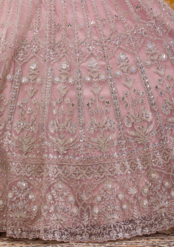 Mauve Stonework Net Readymade Lehenga