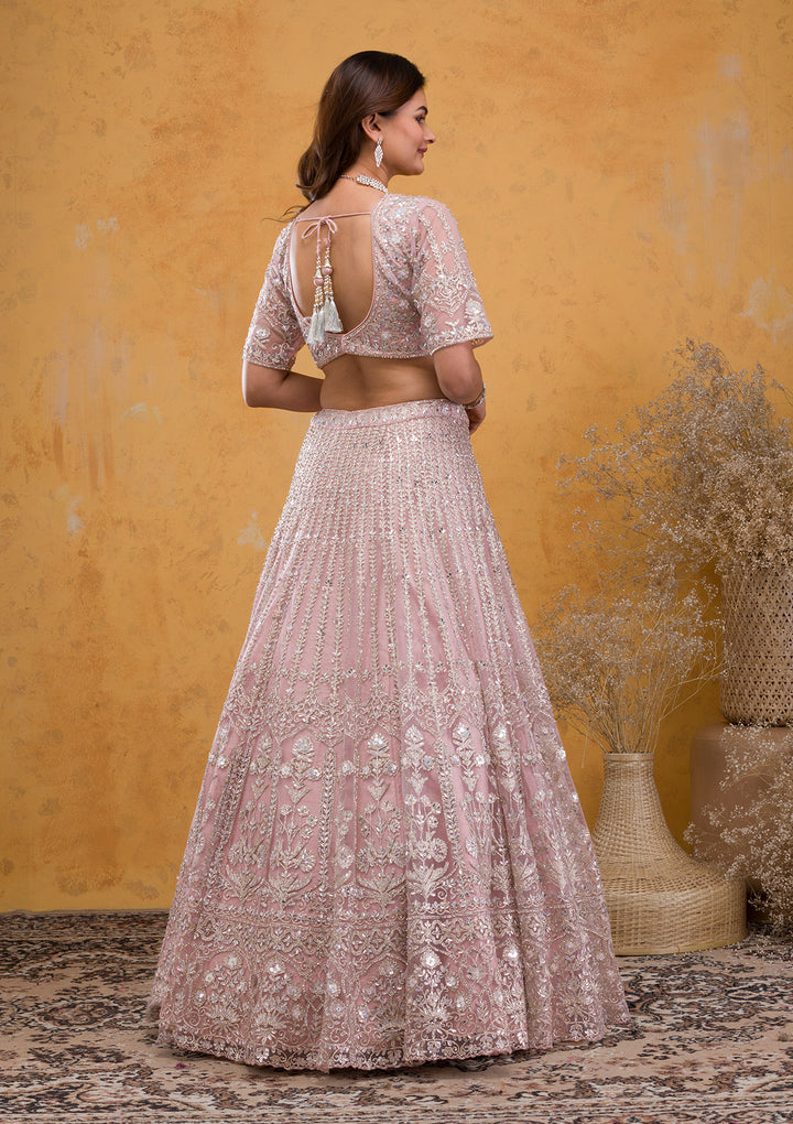 Mauve Stonework Net Readymade Lehenga