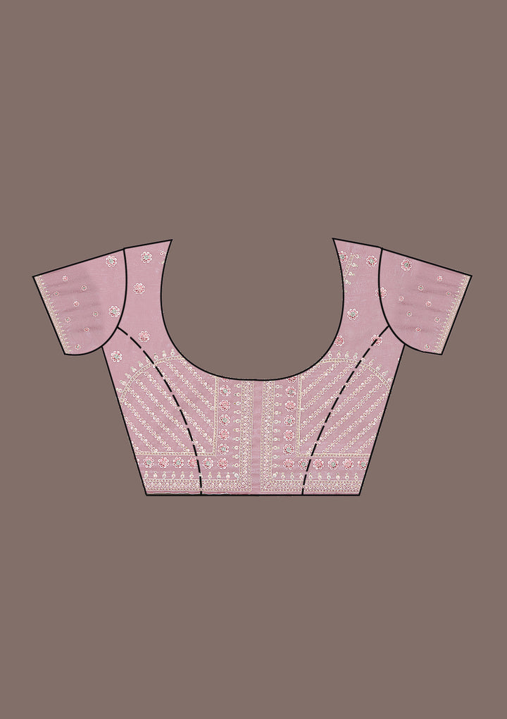 Mauve Stonework Tissue Saree