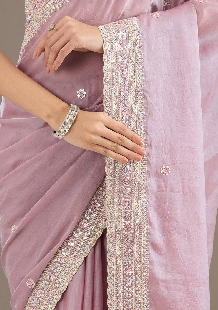 Mauve Stonework Tissue Saree