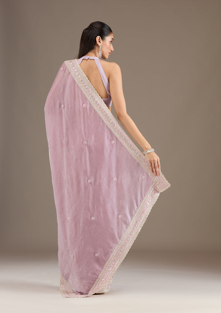 Mauve Stonework Tissue Saree