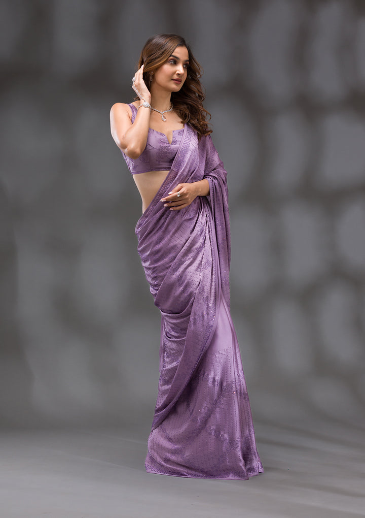 Mauve Swarovski Crepe Saree