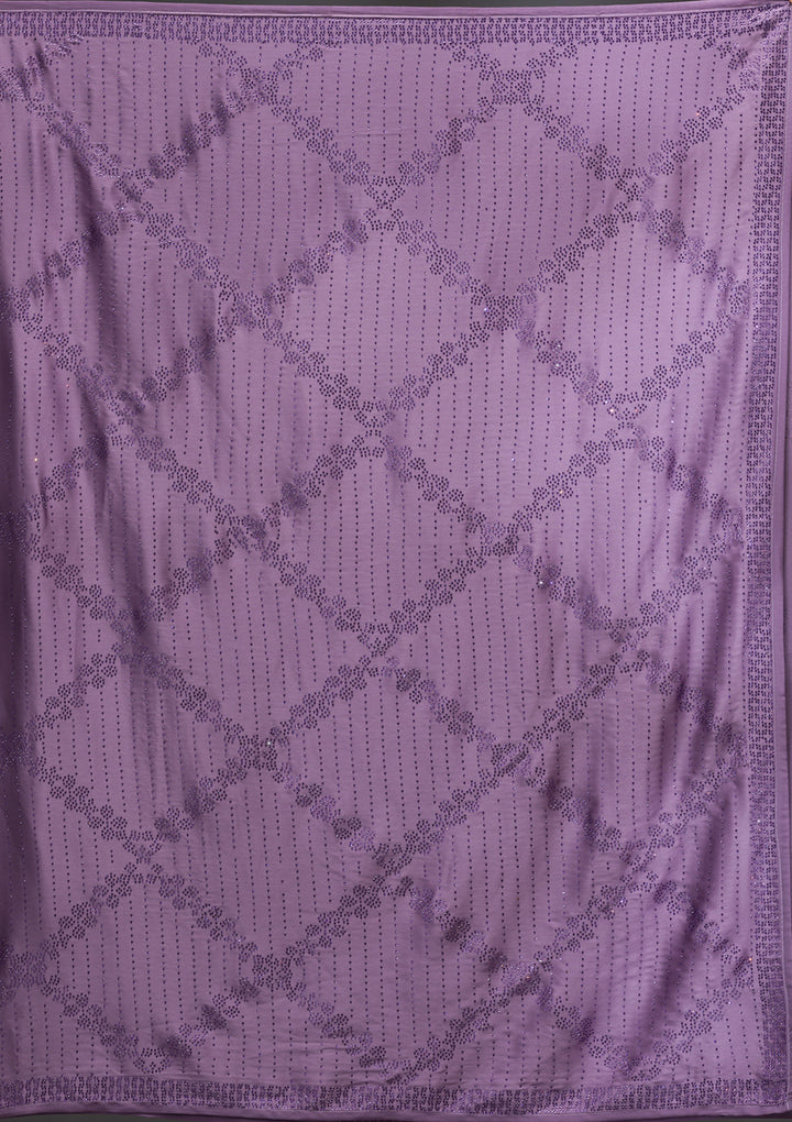 Mauve Swarovski Crepe Saree