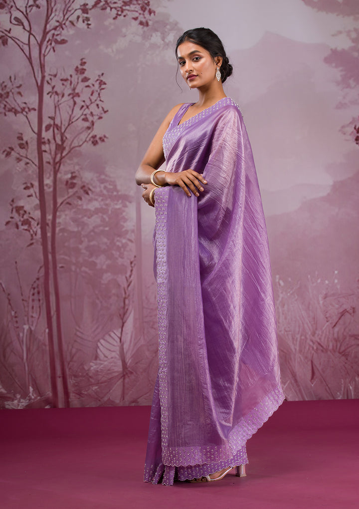 Mauve Swarovski Tissue Saree